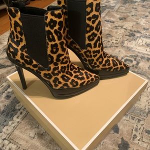 Michael Kors leopard platform booties
